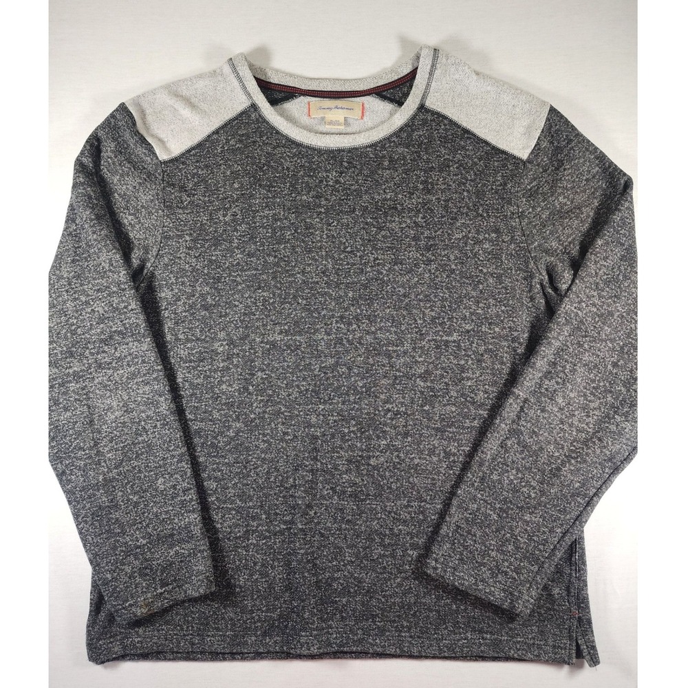 Tommy Bahama Mens XL Gray Marled Cotton Blend Long Sleeve Pullover Sweatshirt